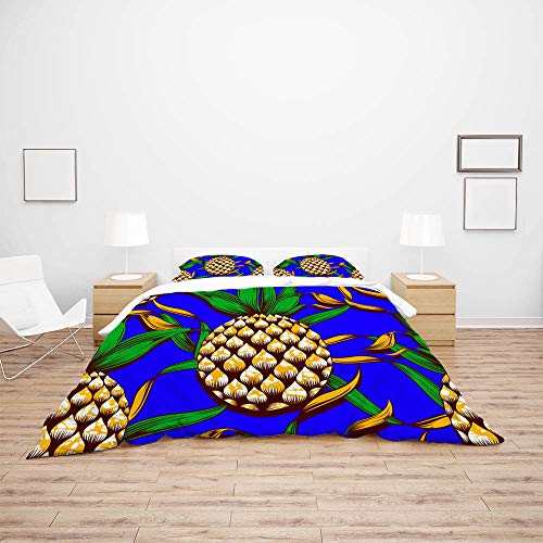 Housse de couette ananas jaune lit double polyester chambre - 4