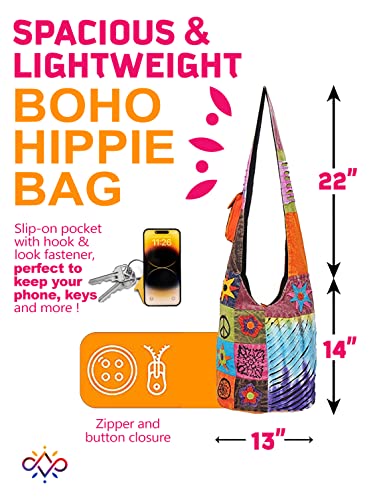 Image of THE COLLECTION ROYAL Hobo Crossbody Bags for Women, Boho Purse, Boho Bag | Hippie Bag, Indie Tote Bag, Cloth Purse for Women