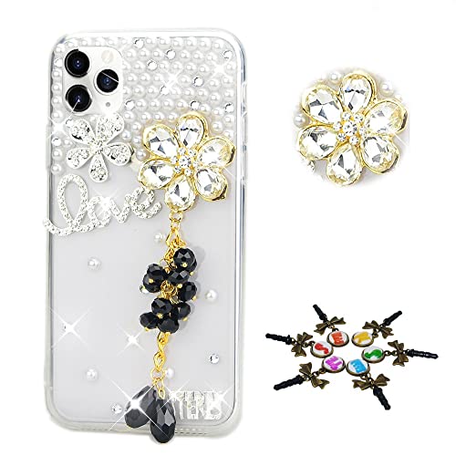 STENES Sparkle Case Compatible with Samsung Galaxy S23 Plus Case - Stylish - 3D Handmade Bling Flowers Tassel Rhinestone Crystal Diamond Design Cover Case - Colorful
