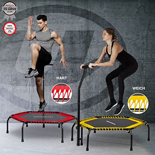 Ultrasport Fitness Trampolin, 5-fach höhenverstellbarer Haltegriff,sehr leise Gummiseilfederung, Jumping Fitness… – Bild 3