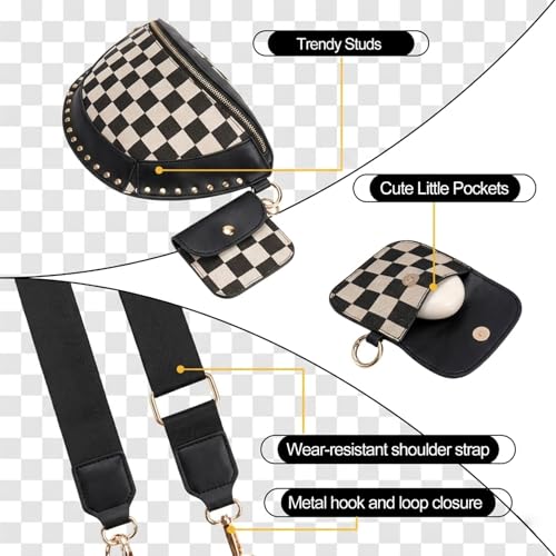Image of Checkered Crossbody Bag, Bum Bags for Women Crossbody,Spacious Sling Bag Purse Fanny Packs with Shoulder Strap