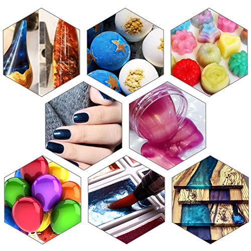 Pure Mica Powder For Epoxy Resin Kit Set 12 Colors 10G/0.35Oz Each Soap Making Brilliant Colorant Pigment Powder Packs Epoxy Paint Nail Polish Bath Bombs Makeup Candle Making Art #TOP6