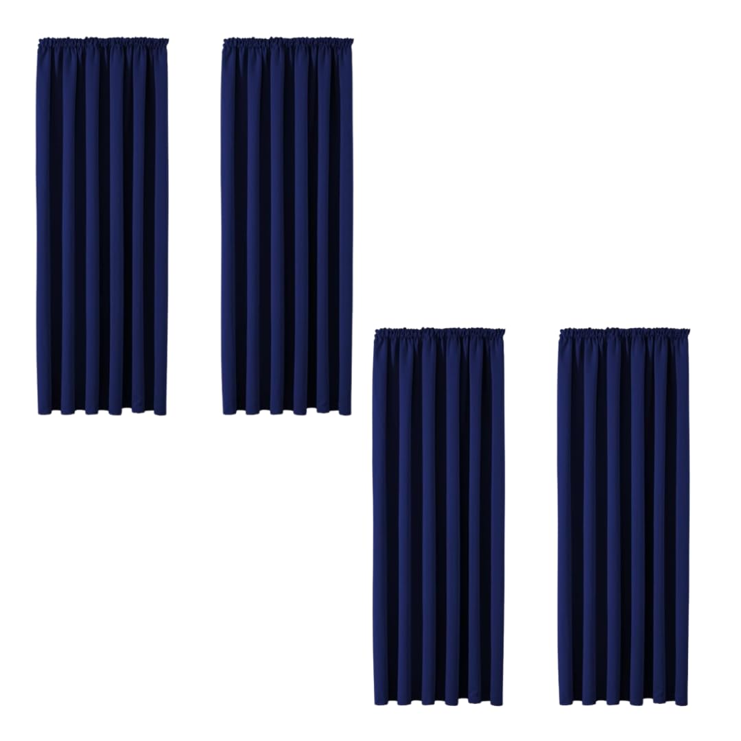 Aspire Homeware Blackout Curtains for Bedroom 46x54 Navy Curtain Privacy Protection Pencil Pleat Curtains Thermal Insulated Energy Saving Curtains for Living Room 4 Panel with Tiebacks