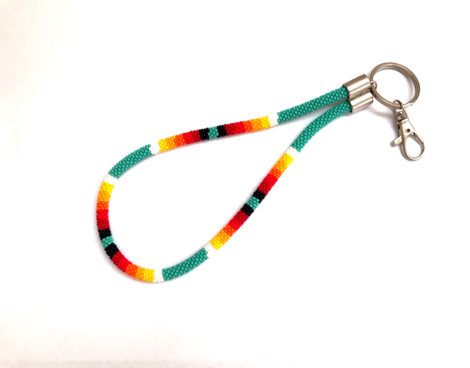 Native American Style Keychain, beaded keyring, purse charm, keychain wristlet, beaded id holder, card holder, beaded card holder, beaded wrislet