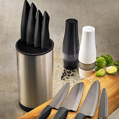 Kyocera 5 Piece Ceramic Knife Block Set,White Blade Sizes: 5.5", 5", 4.5", 3", Stainless #TOP4