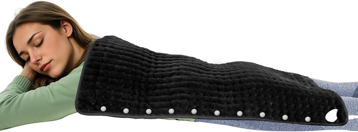 CooCoCo 18" x 33" Large Heating Pad for Back, FSA Eligible Pink Heating Pad for Period Cramps, Heated Pad, 6 Heat Settings, Auto Off, Moist Heat, Cute Heat Pad for Women Mom Wife Teens