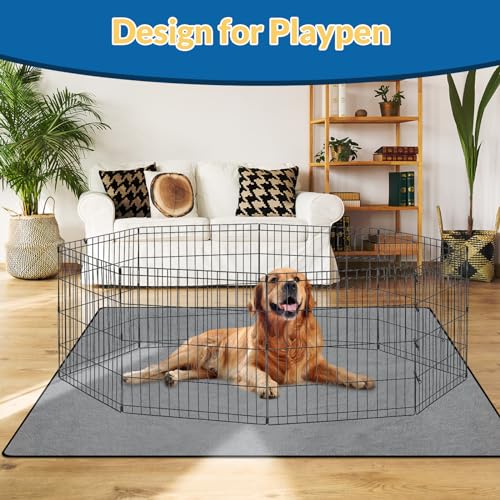 Barpor Waschbare Urinierunterlagen für Hunde: 122 x 165 cm-grau-wiederverwendbar-stark absorbierend-auslaufsicher-kaufest-rutschfest-Hunde-Laufgitter-Pads