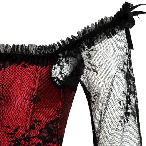 Image of Women's Lace up Gothic Jacquard Shoulder Straps Tank Overbust Shaper Corset Bustiers Top