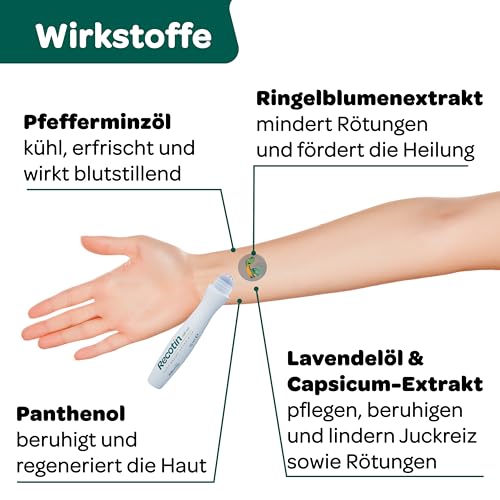 RECOTIN 30x Mückenpflaster + 15ml Roll On Set - 100% natürliche Wirkstoffe - pflegt & kühlt - Insektenstichheiler Set - Urlaub Must Haves - Pflaster gegen Mückenstiche und Bienen