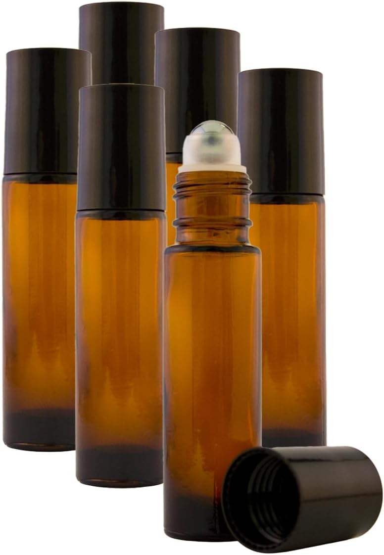 B.H.Industry 10 ML Amber Roll-On Glass Bottles – Set of 6, Refillable with Stainless Steel Roller for Perfumes, Essential Oils & Aromatherapy Blends-picture-21