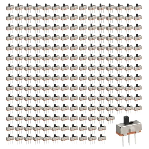 Lot de 200 Mini Interrupteurs à Glissière SS12D00 1P2T SPDT, 3 Broches 2 Positions, Micro Switch 0,5A 50V DC, Interrupteur Coulissant PCB 8x4x10 mm pour...