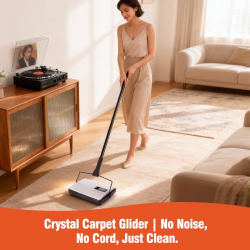 Image of CLEANHOME Carpet Sweeper Manual Cordless for Pet Hair & Debris