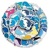51pcs Whale Stickers - Waterproof Vinyl Suitable for Water Bottles, Cups, Laptops, Rollers, Diaries, Scrapbooks, Bikes, Skateboards, Luggage