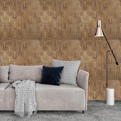 Image of WrapWall 3D Wallpaper Self Adhesive Foam Pack of 8 (70x70 cm) | Waterproof Brick Design Wallpaper |Peel & Stick DIY Wall Decor for Living Room Bedroom Kitchen (8, Brown UShape)