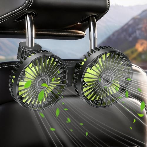 Image of Qidoe Car Fan, USB Car Seat Fans 3 Speeds Strong Wind for Vehicle Headrest and Rear Seat 5V Powerful Quiet Ventilation with Adjustable Clip Electric Auto Fans for Vehicles RV SUV Truck
