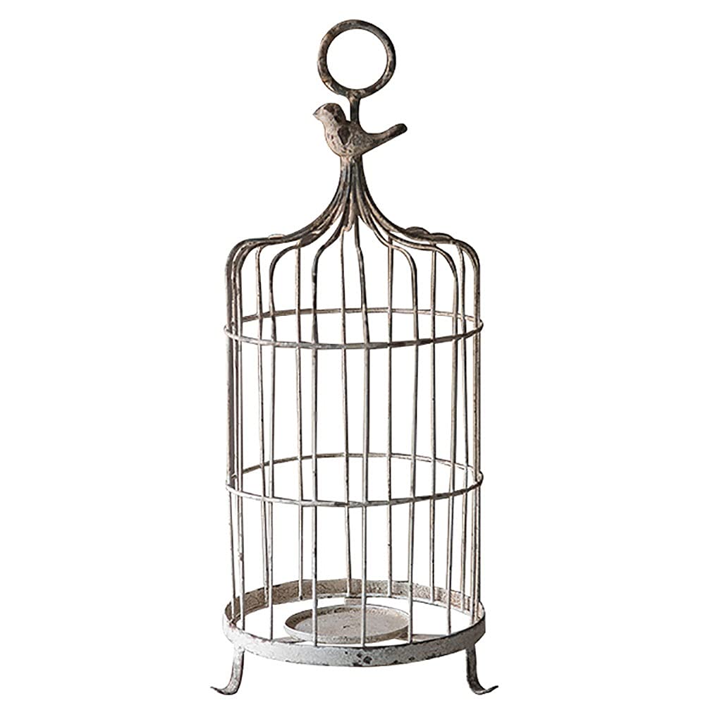 Bougeoir de table vintage laiton et cage à oiseaux décorative en fer forgé