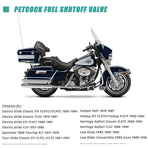 Apeixoto Fuel Petcock Gas Tank On Off Valve Dyna Electra Glide Fat Bob Fat Boy Lo Filtered Petcock With 1/4’’ Od Fuel Hose Left Outlet Fuel Shut Off Valve Motorcycle #TOP4