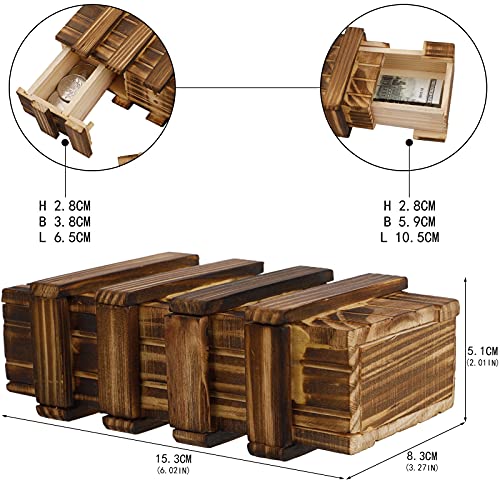 KroY PecoeD 2 Stück Holz Geschenkbox, Magische Rätselbox mit 2 Sicheren Fächern, Magische Geschenkbox Puzzle Box für Geschenk Schmuck Geld, Hochzeit Geburtstag Geschenk