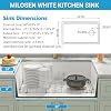 MILOSEN White Undermount Kitchen Sink, 3018 Inch Workstation Ledge Under Counter Single Bowl Basin with Offset Drain, Granite Composite Quartz Material, Large Deep Sinks With Accessories