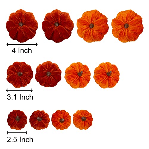 12 Pcs Artificial Pumpkins Velvet Pumpkins with Assorted Sizes Fall Harvest Halloween Decorations Holiday Table Decor Farmhouse Decorations for Home2
