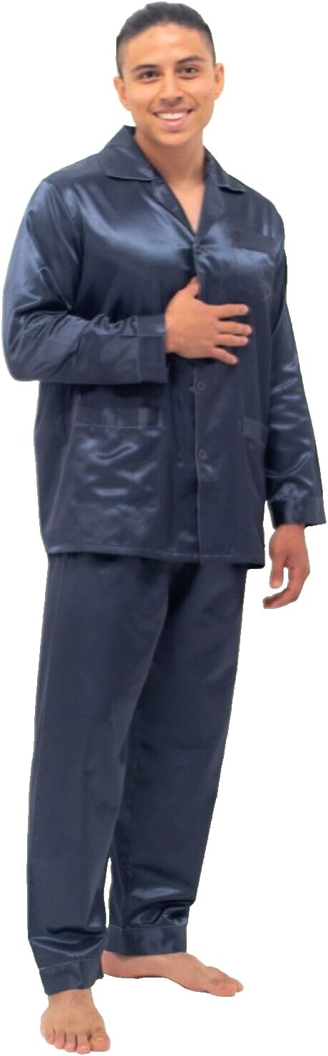 Mens Light Brushed Back Satin Pajamas