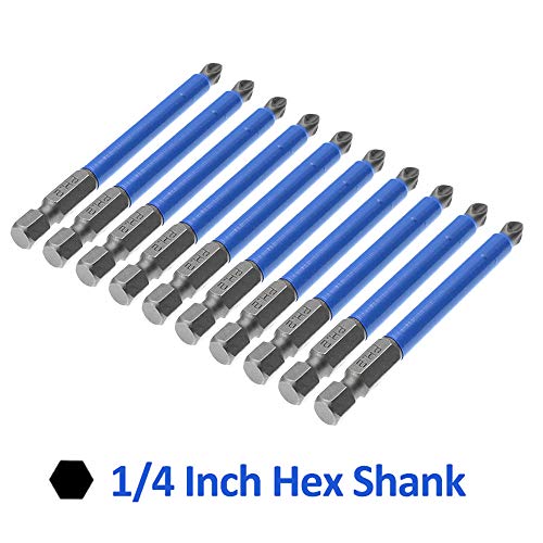 Amgiimor 10Pcs Magnetic Phillips Screwdriver Bits Set 3.5 Inch, 2 Non-Slip Cross Head Electric Screwdriver Bits Set 1/4