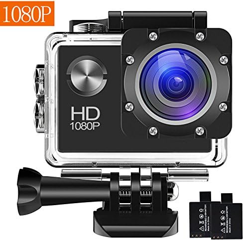HD 1080P Action Camera BUIEJDOG 16MP Sports Cam 30m Underwater Waterproof Camcorder with WiFi 170°Wide Angle Lens 2 Rechargeable Batteries and Mounting Accessories Kits (1080p)