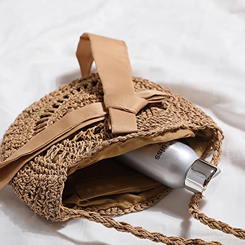 JBRUN Women Straw Crossbody Purse Beach Handmade Woven Shoulder Bag Cotton Crochet Tassel Square Bag Bohemian Messenger Bag3