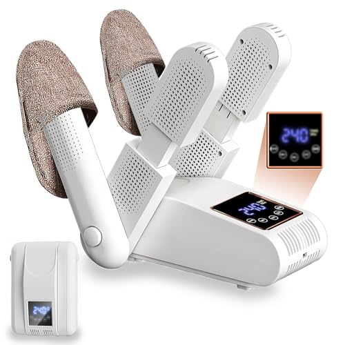 Electric Shoe Dryer, 4 Brackets Boot Dryer and Deodorizer, Shoes Dryer with Intelligent Timer, Folding Design & Quick Drying, Shoe Warmer for Shoes, Gloves, Hats, Socks, Ski Boots