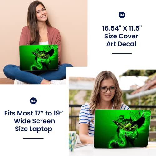 Image of LSS 17 17.3 Inches Laptop Notebook Skin Sticker with 2 Wrist Pads - Reusable Cover Protector Vinyl Sticker Cover Decal Fits 17 inch - 19 inch HP Asus Acer Samsung - Green Butterfly Pattern