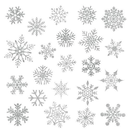 Imanes decorativos copos de nieve plateados para refrigerador 22 pzas miniatura 1