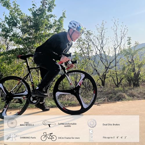 EUROBIKE Road Bike,21 Speed Bicycle with Disc Brake,700C Wheels Road Bikes for Men or Women,49cm/54cm Frame for Adult Cycling Bicycle