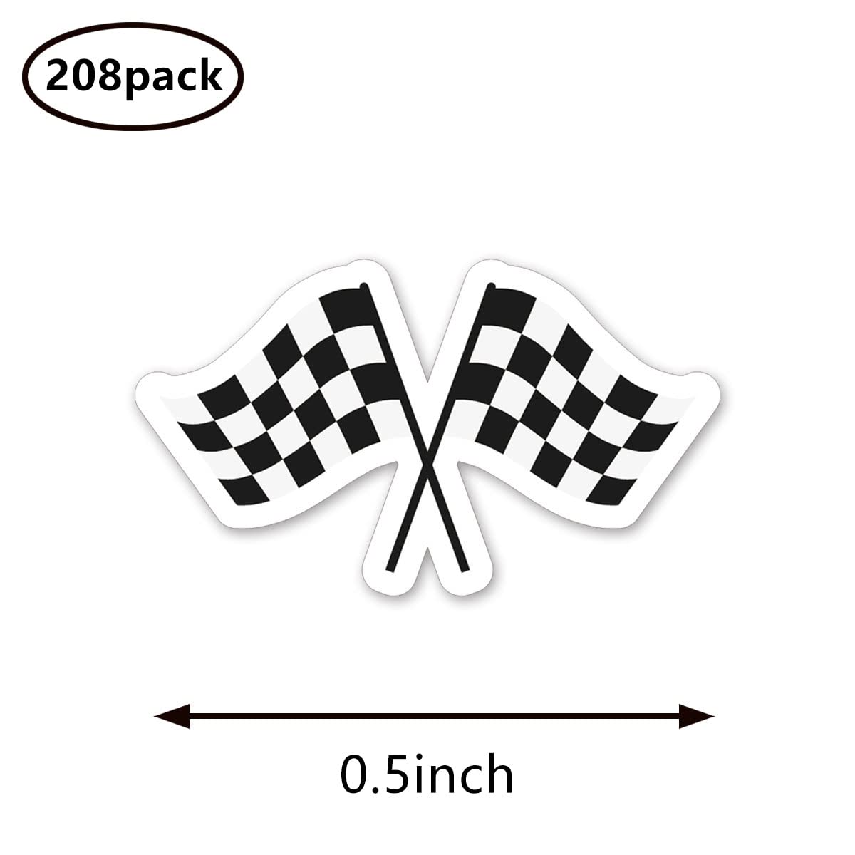 Racing Checkered Flags Planner Stickers, 0.5in Monthly Scrapbooking Kids DIY Arts 208-Pack - Image 2