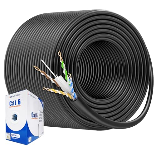 Cable Matters [UL Listed] 10Gbps in-Wall (CM) Rated 23AWG Bare Copper Cat 6 Cable - 1000ft, Solid, UTP Cat6 Bulk Ethernet Cable, Cat6 Ethernet Cord, Black