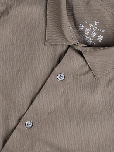 Image of TECHNOSPORT Men's Polyester Slim Fit Solid Casual Shirt with Ts Lytra