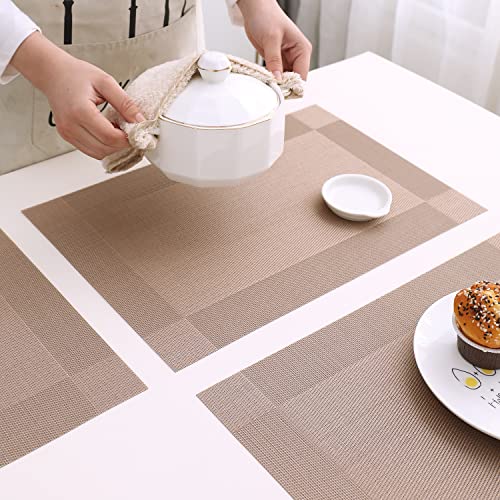 Image of HOKIPO PVC Set of 4 Placemats for Dining Table - 45x30 cm (AR3264) Copper Brown