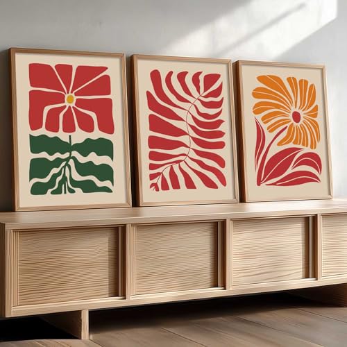 Image of kotart Home Decor Boho Painting Decorative Wall Art poster With Frame For Living Room Bed Room Hotel Wall Decor Digital Reprint Set of 3 (19X25 inch)