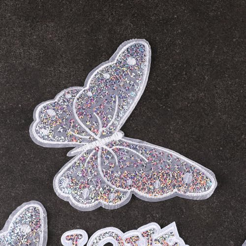 Set of 4 Sequin Butterfly Patches, 13.7 x 17 cm Embroidery Butterfly Applique, Lace Embroidery Patches, Repair Patches - Image 4