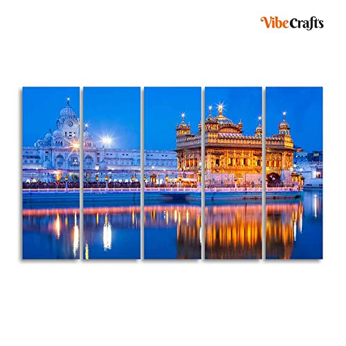 Image of VIBECRAFTS Gurdwara Sri Harmandir Sahib Golden Temple Five Pieces Wall Painting For Home|Office|Living Room|Gift (PTVC5Pcs4 8578)