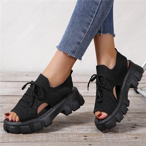 Sandales de sport pour femmes chaussures d'été légères à bout ouvert compensées