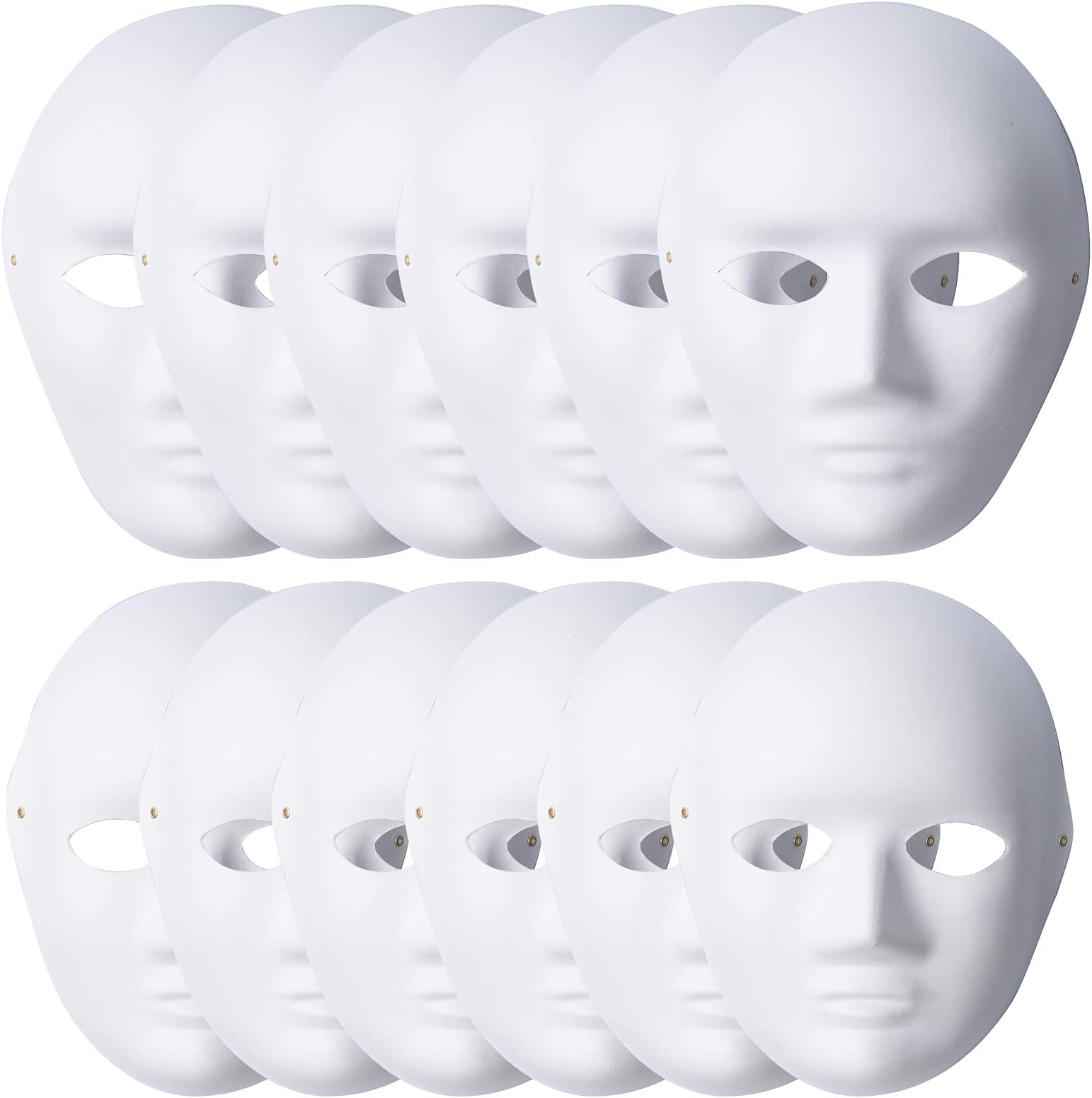 – 12PCS DIY White Paper Masks, Masquerade Masks, Paintable Full Face Masks for Carnival, Cosplay, Halloween, Christmas Party (6 Women + 6 Men)