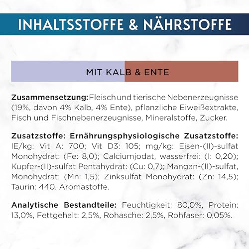 Gourmet Perle Duetto Katzenfutter nass, mit Kalb und Ente, 26er Pack (26 x 85g)