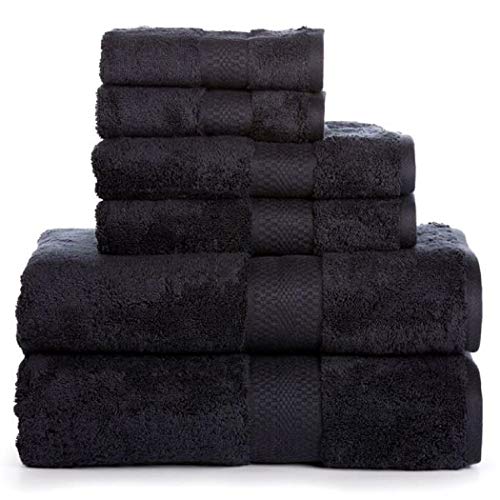 Aerosoft 6 Piece 710 GSM Bath Towel Set, 3 Sizes in Black