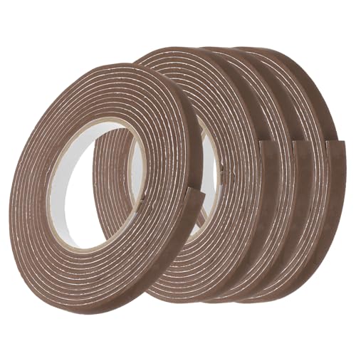 Image of uxcell 4pcs Rolls Single Sided Foam Tape Removeable EVA Sponge Mounting Tape Strong Adhesive Tape Strips(Brown, 13ft x 1 /2 inch x 1 /8 inch) for Home Paint Wall Hanging Poster Decor