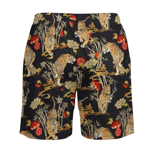 micidad Mens Tiger Swim Trunks with Compression Liner Quick Dry Stretch Waist Running Athletic Gym Beach Shorts, 3X-Large4