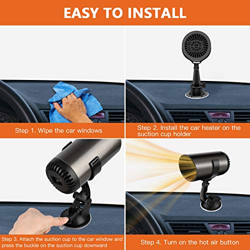Portable Windshield Car Heater, NaCot Mini Car Defroster Defogger 12V 150W 2 in 1 Heating/Cooling Mini Auto Car Heater with Suction Holder and Cigarette-Lighter