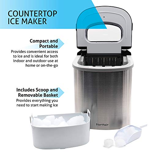 Northair Stainless Steel Portable Countertop Ice Maker with 26 lb. Daily Capacity - Silver