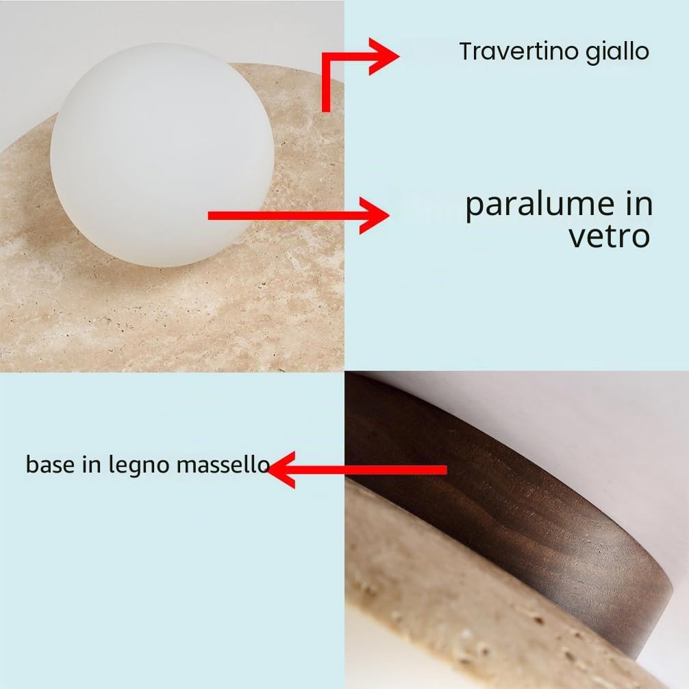 Plafoniera in Pietra Naturale Plafoniere Travertino Giallo Kampada da Soffitto Stile Giapponese per Camera da Letto Corridoio Cucina Ingresso,N2