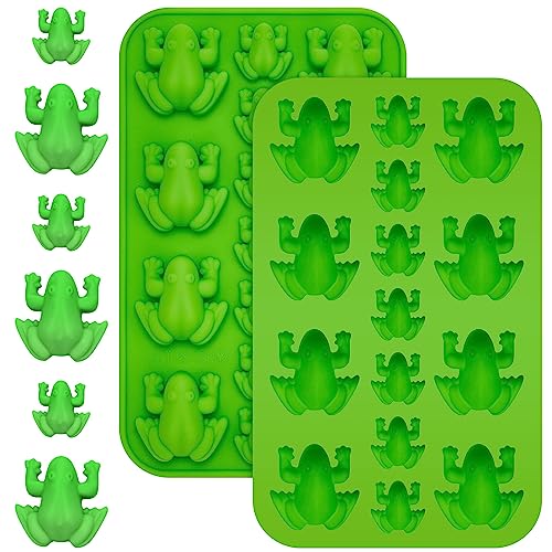 Tessco for you 2 Pieces Silicone Frog Chocolate Mold Funny Candy Molds Passover Jelly Ice Tray Gummy Animal Mold for Holiday Birthday Wizard Party Cake Decoration Kitchen Gift (Green)