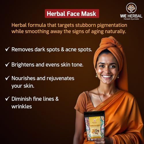 Image of Herbal Face Mask 50g Pack of 2, Instant At Home Facial with Manjistha, Licorice, Amba Haldi, Detoxifying, Brightening, Soothing Face Pack for Glowing Skin, Natural, No Fragrance, No Colour